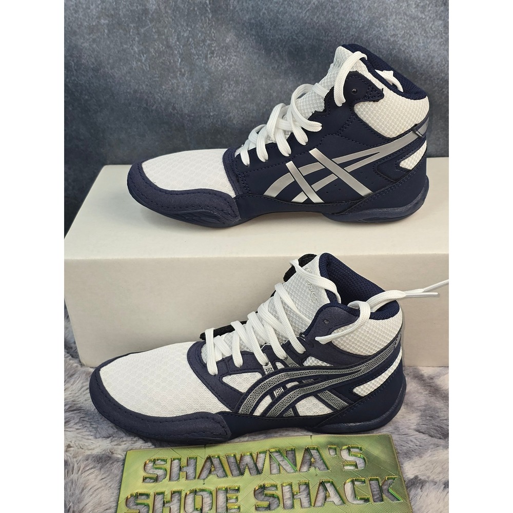 NWOT Asics SZ 2Y Snapdown 4 GS Wrestling Shoes Midnight Pure Silver Kids